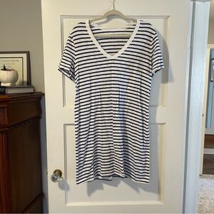 Striped V-Neck T-Shirt Dress